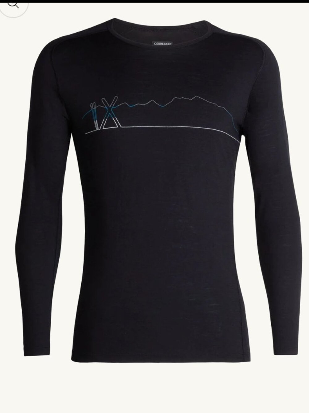 Icebreaker Men's Merino 200 Oasis L/S Crew Thermal Top Ski Stripe XL Black Wool
